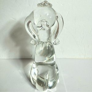 Vintage art Glass Poodle Figurine, Paper Weight. Approx. 6”H x 3”L.